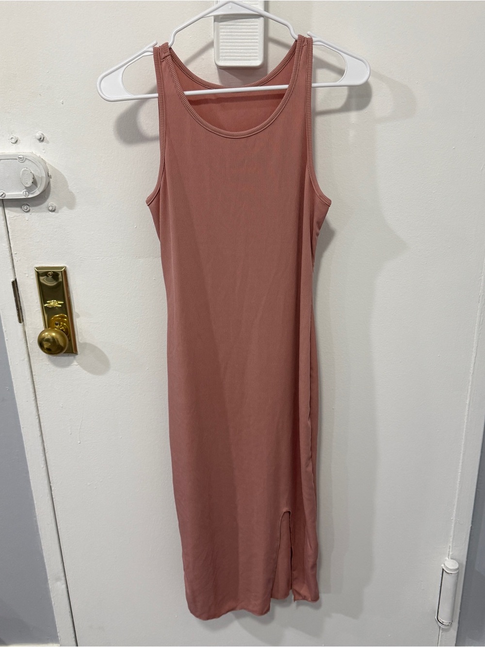 Unbranded Pink Ribbed Tight Midi Dress